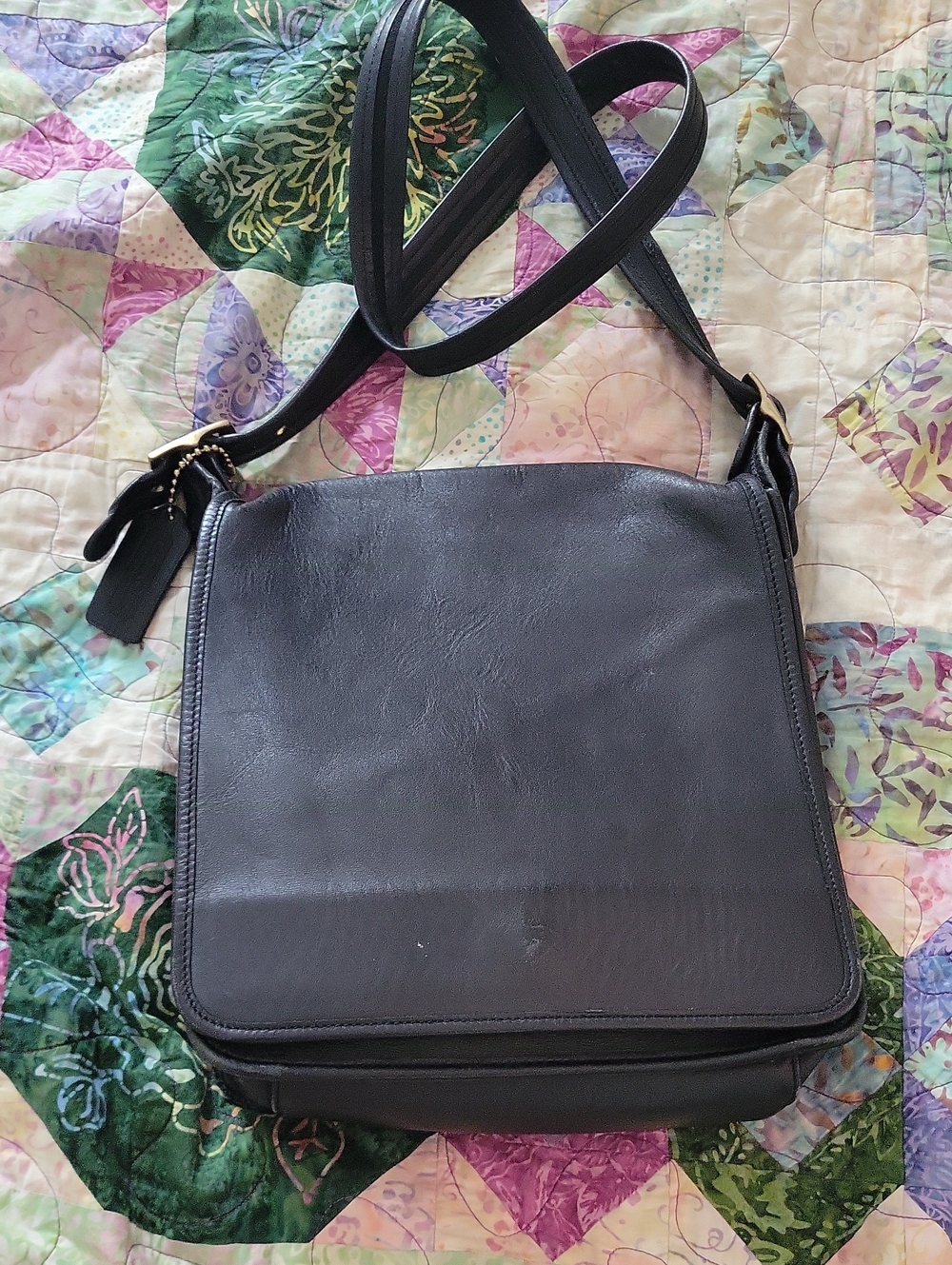 Vintage Coach Black Leather Crossbody Bag